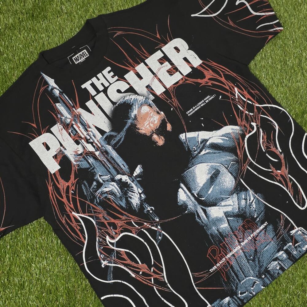 Marvel x The Punisher Comics AOP Graphic Crewneck T-Shirt Men's Size (M) Tee New